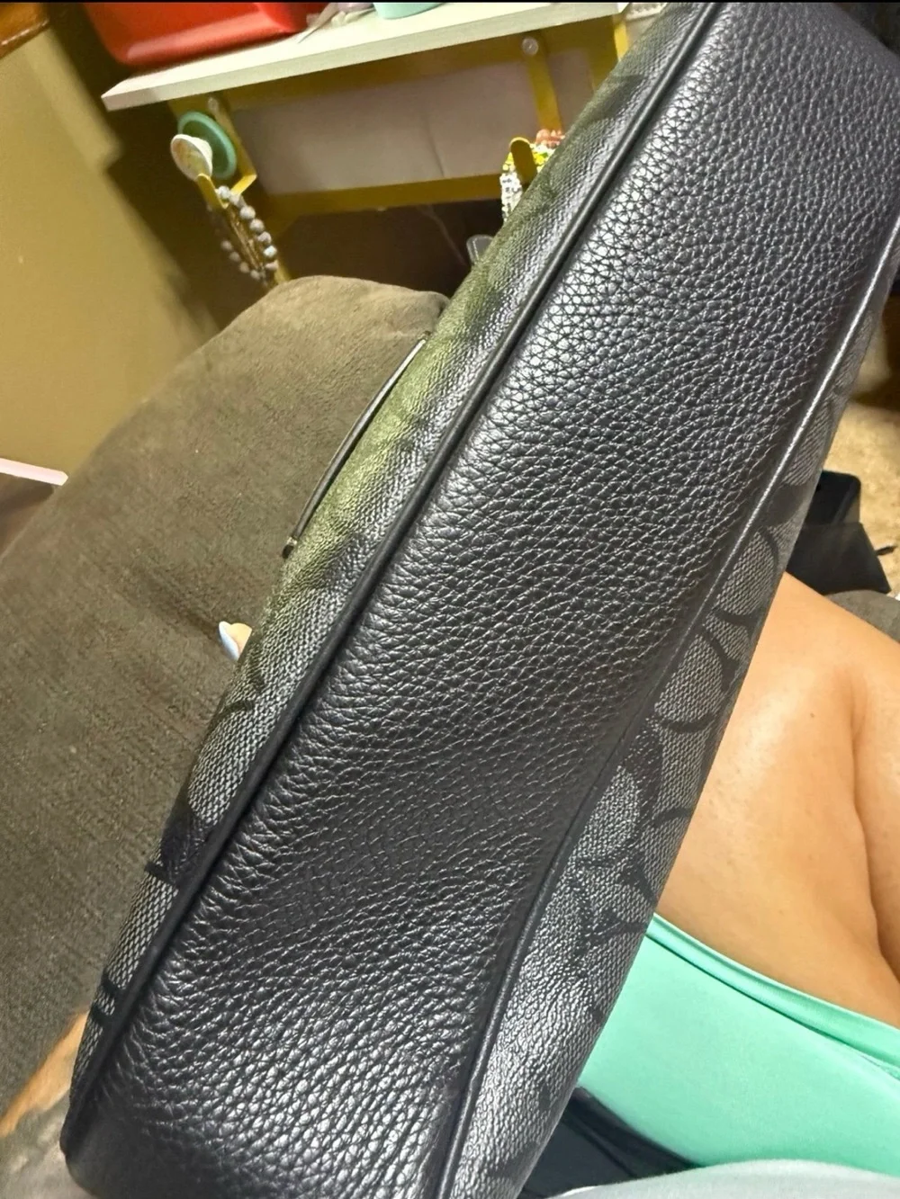Coach Signature Canvas Clutch in Black and Gray